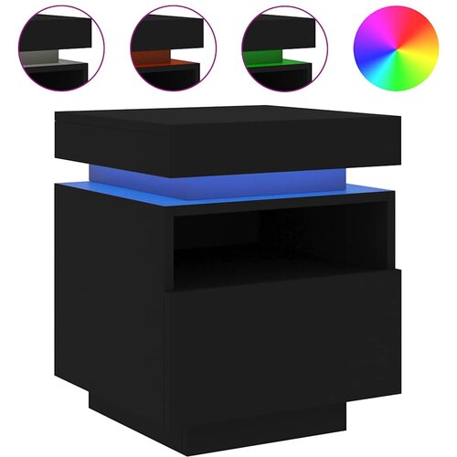  Noćni ormarići s LED svjetlima 2 kom crni 40x39x48,5 cm Slike