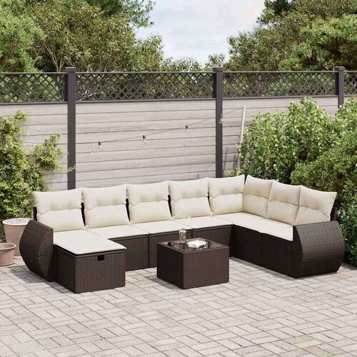 vidaXL 9-dijelni set vrtnih sofa s jastucima poliratan smeđi Cijene