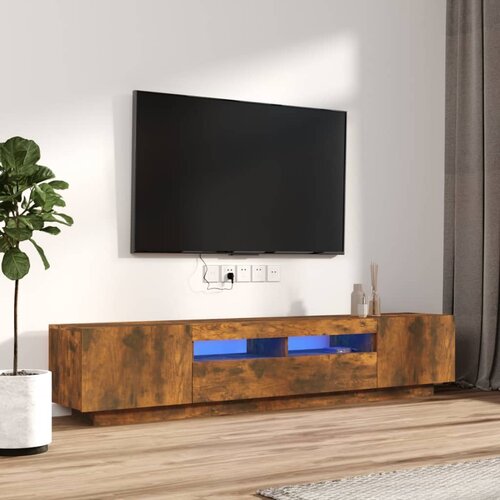  2-dijelni set TV ormarića LED boja dimljenog hrasta drveni Slike