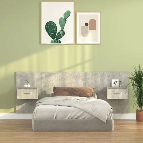  Uzglavlje za krevet s ormarićima boja betona konstruirano drvo