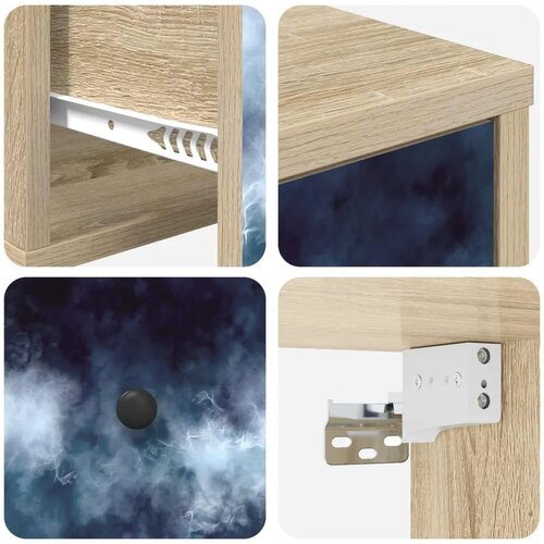  Wall-mounted noćni ormarić RAALTE Hrast sonoma 36 x 33 x 25 cm - Hrast sonoma Plavi mramorni uzorak 1 Slike