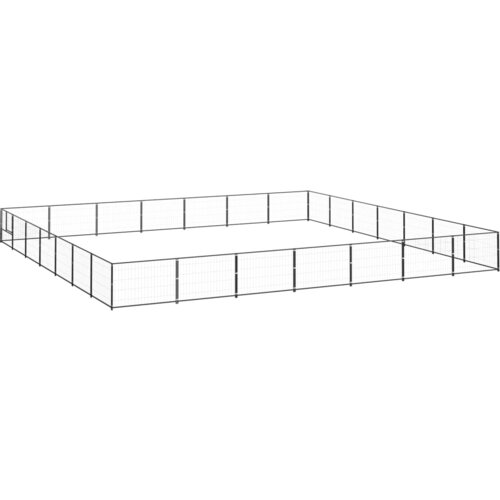 vidaXL Pasji boks črn 49 m² jeklo Cene