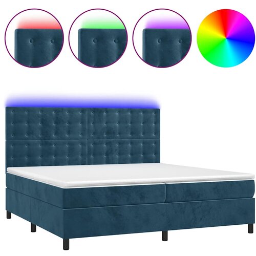  Krevet box spring s madracem LED tamnoplavi 200x200 cm bar&amp;scaron;un Slike