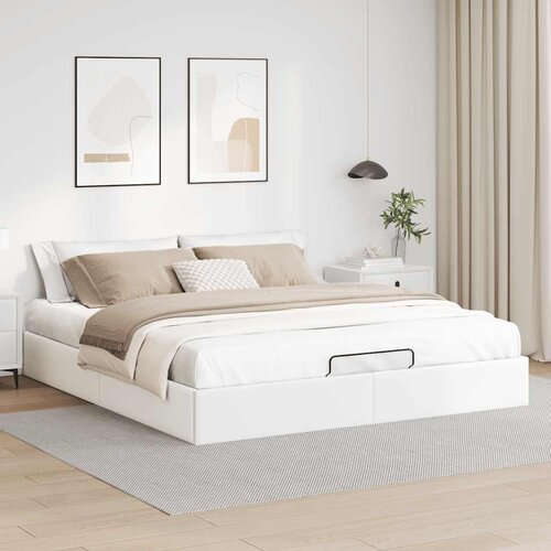 VidaXL Okvir kreveta bez madraca bijeli 180x200 cm od umjetne kože Slike