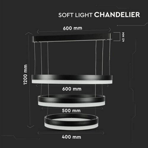  LED prigu&amp;scaron;iva luster na sajli LED/86W/230V 3000K crna Slike