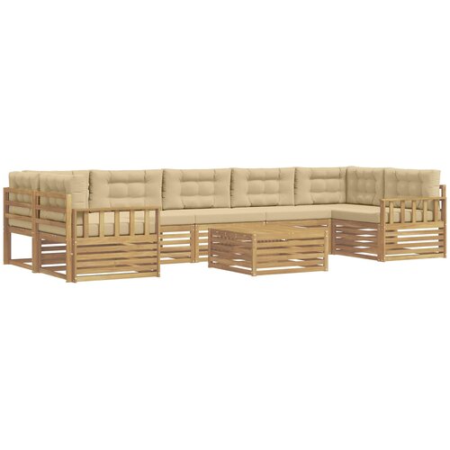  Set vanjskih sofa 8 kom. Bijela i bež Čvrsto drvo akacije Slike