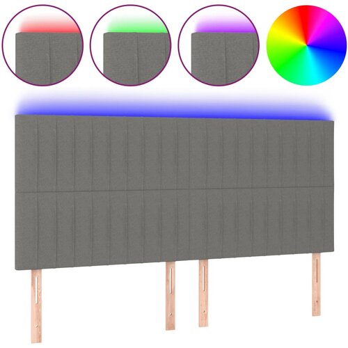 Maison Chic led posteljno vzglavje - vzglavna omarica - nočna omarica temno sivo 160x5x118/128 cm blago, (21709366) Slike