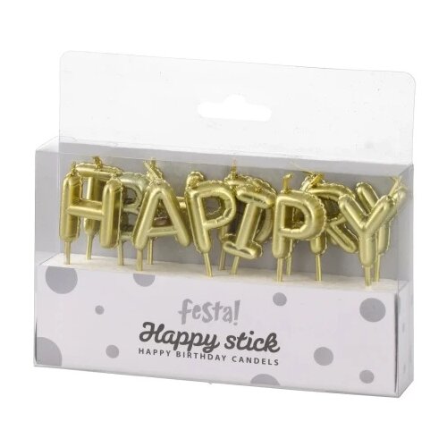 Festa happy stick svećice zlatna happy birthday ( 710105 ) Slike
