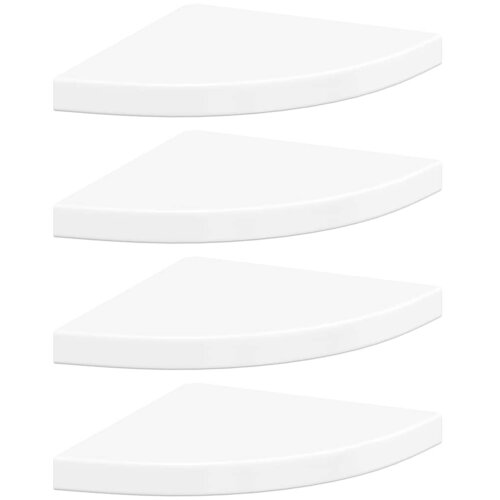  323909 Floating Corner Shelves 4 pcs High Gloss White 35x35x3,8 cm MDF Slike