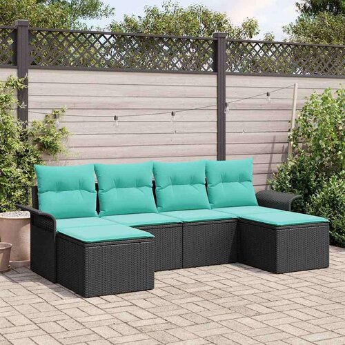  Vrtna sedežna garnitura z blazino 6 pcs Črna Poly ratan, (5000145852) Cene