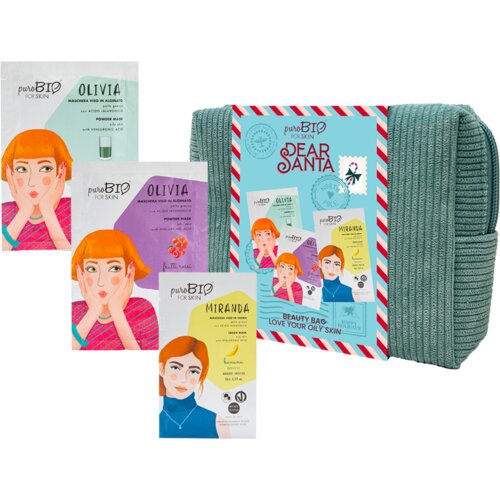 puroBIO cosmetics Dear Santa Love Your Oily Skin set maski za lice za mješovitu i masnu kožu Cene
