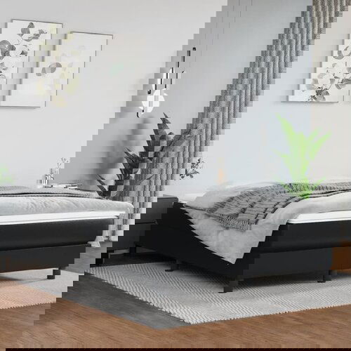 VidaXL Krevet s oprugama i madracem crni 140 x 190 cm od umjetne kože Slike