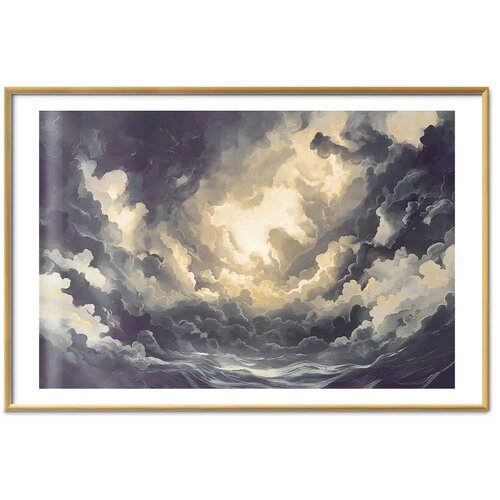  Plakat Epic Play of Light: The Sun Battling for Dominance Over the Clouds 60x40 Zlatni okvir s margom Slike