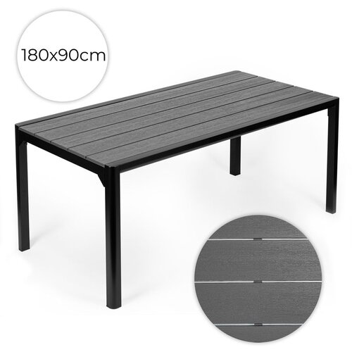 Multi Garden veliki vrtni stol od Polywooda za 8 osoba 180&amp;times;90 cm za terasu i vrt &amp;ndash; siva ploča Slike
