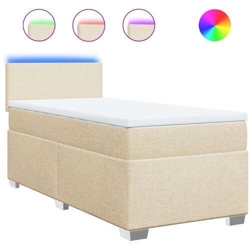VidaXL Okvir kreveta s oprugama i madrac krem 80x200 cm od tkanine Slike