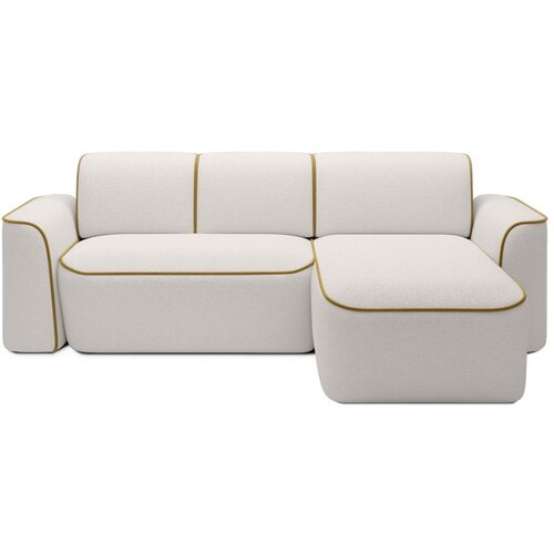 ELTAP Rumena/kremno bela kotna sedežna garnitura iz tkanine bouclé (desni kot/z ležalnikom) Ume – Cene