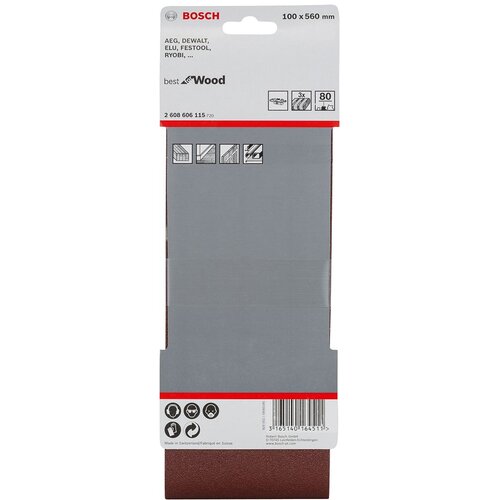 Bosch 3-delni set brusnih traka X440 100 x 560 mm granulacija 80 - pakovanje od 3 komada (2608606115) Slike