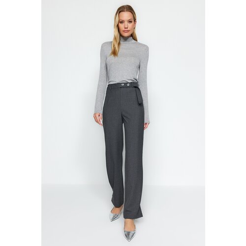 Trendyol Anthracite Woven Trousers With Belt Detail Cene