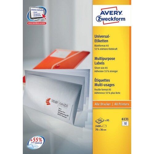 Avery Zweckform Univerzalne etikete A5 70 x 36 mm Slike