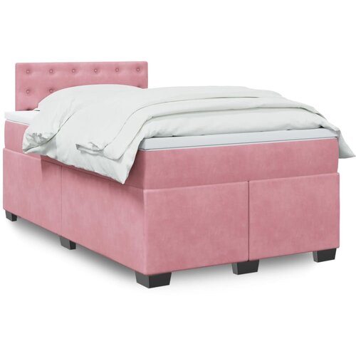 VidaXL Box spring postelja z vzmetnico roza 120x200 cm žamet Slike