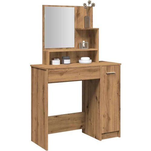 VidaXL Toaletni stol s ogledalom Artisan hrast 86,5x35x136 cm Slike