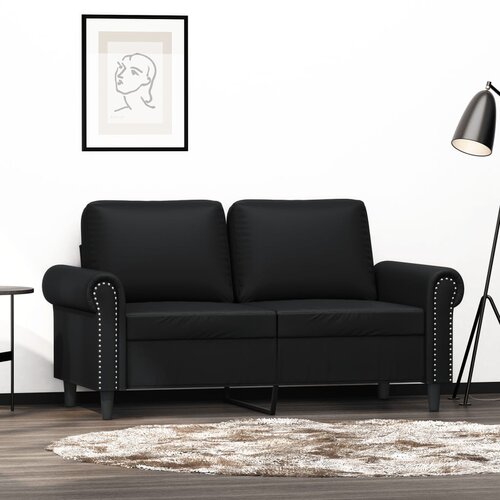 The Living Store Dvosed črn 120 cm umetno usnje - Kavč Dvosed, (21661412) Cene