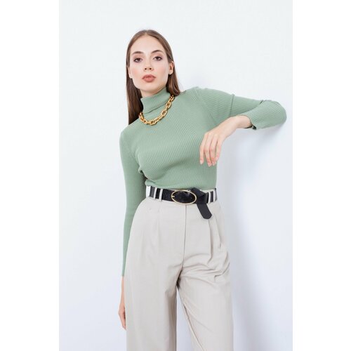 Lafaba Women's Mint Green Turtleneck Knitwear Sweater Slike