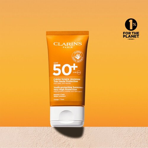 Clarins Sun Care Youth-Protecting Sunscreen krema za sončenje za obraz SPF 50+ 50 ml Slike