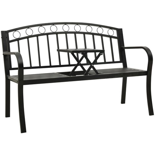 vidaXL Vrtna klop z mizico črna 120 cm jeklo Cene