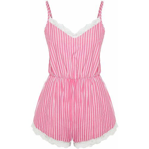 Trendyol Pink-Multicolored Striped Lace Detailed Woven Jumpsuit Slike