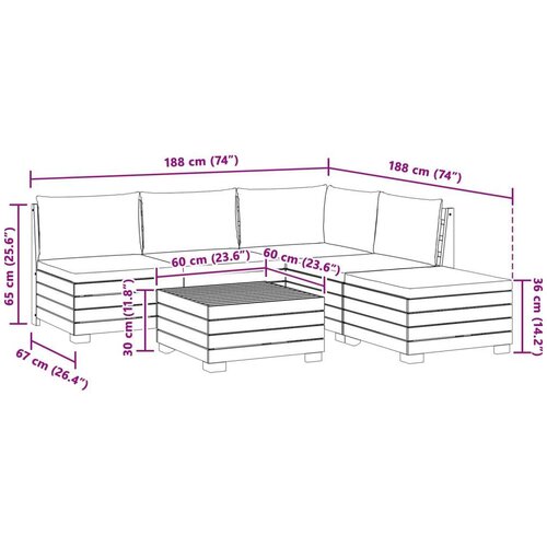  Set vanjskih sofa s jastukom 6 Komad Smeđa Čvrsto drvo akacije Slike