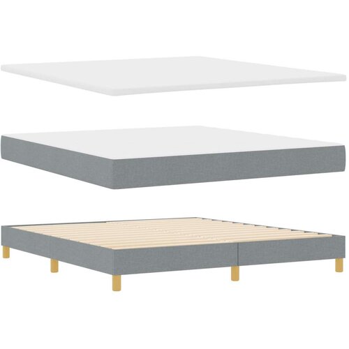  Krevet s box springom s madracem svjetlosive boje 180x200 cm tkanina Slike