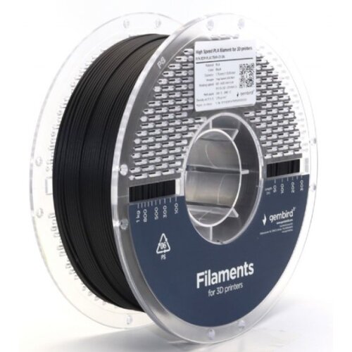 Gembird 3DP-PLA1.75HY-01-BK PLA filament velike brzine za 3D stampac 1.75mm, kotur 1KG BLACK Slike