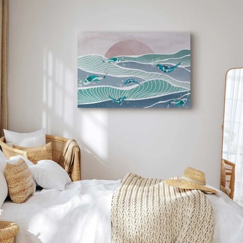  Slika - Fish on the waves 90x60 Standard Slike