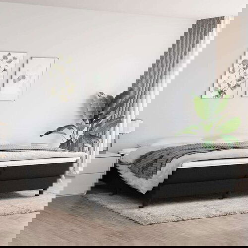  Box spring postelja z vzmetnico črn 200x200 cm blago, (20726559) Slike