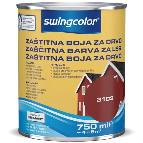 SWINGCOLOR Zaščitna barva za les Swingcolor (barva: rdeča, na vodni osnovi, 750 ml)