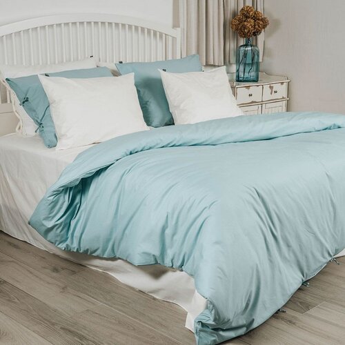 Odeja Posteljnina s trakci Tia Organic - modra-140x220+80x60 Cene
