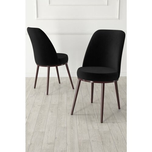 Hanah home set trpezarijskih stolica Jaxe 8 kom, crna tkanina Babyface, braon metalne noge Cene