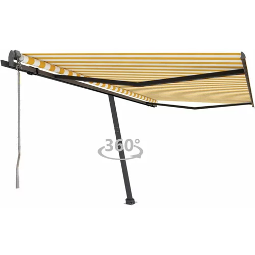  Prostostoječa avtomatska tenda 400x350 cm rumena/bela, (20728515)