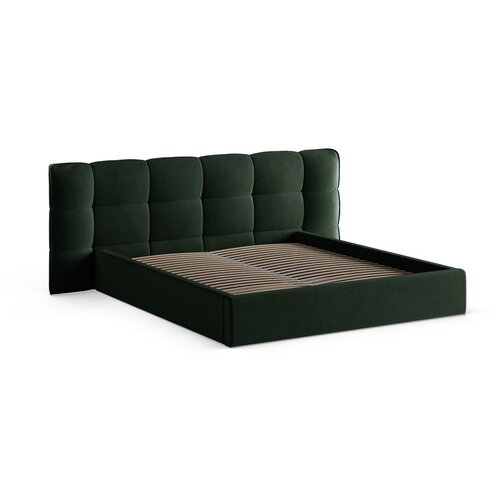 Micadoni Temno zelena oblazinjena zakonska postelja s prostorom za shranjevanje z letvenim dnom 180x200 cm Eric &amp;ndash; Slike