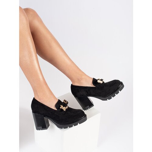 SEASTAR Black suede women's high-heeled shoes with metal decoration Cijene
