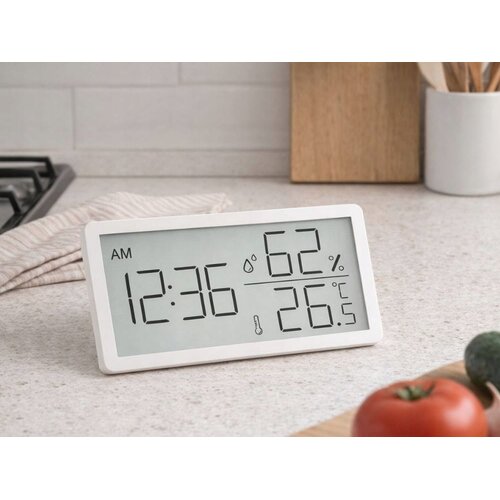  lcd termometar higrometar sat 10cm bijeli Slike