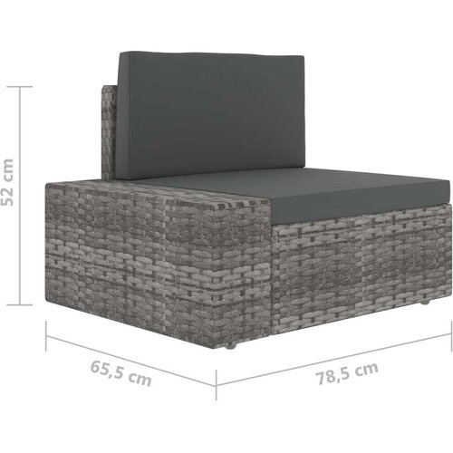  6-dijelna vrtna garnitura od poliratana s jastucima siva Cijene