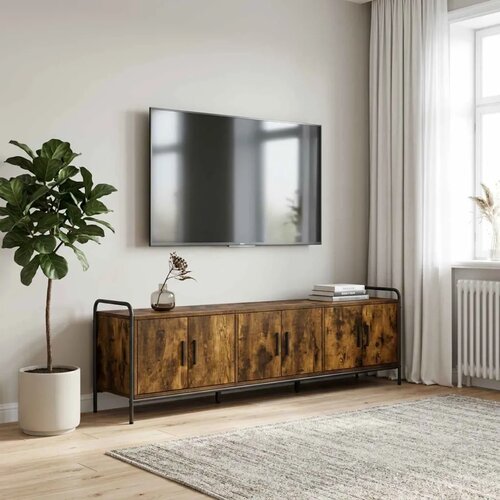  TV ormar 146 x 33 x 50 cm Dimljeni hrast Konstruirano drvo - Dimljeni hrast 146 x 33 x 50 cm Slike