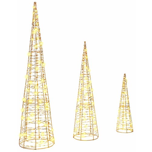 vidaXL Božično drevo med 90 LED 3 pcs Toplo bela 20 x 20 x 80 cm PET, (5000068098) Cene