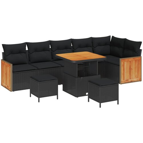  Sjedeća garnitura za vrt 9 kom. 9-Broj sjedala Crna 80 x 80 x 71 cm Slike