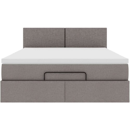 VidaXL Otomanski krevet s madracem smeđesivi 140x200 cm tkanine Slike