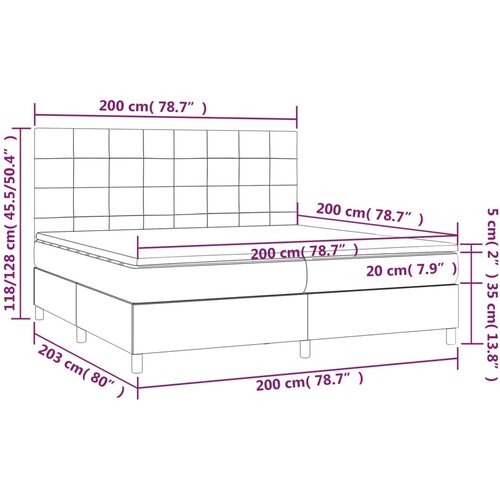  s oprugama i madracem tamnosmeđi 200x200 cm od tkanine Slike