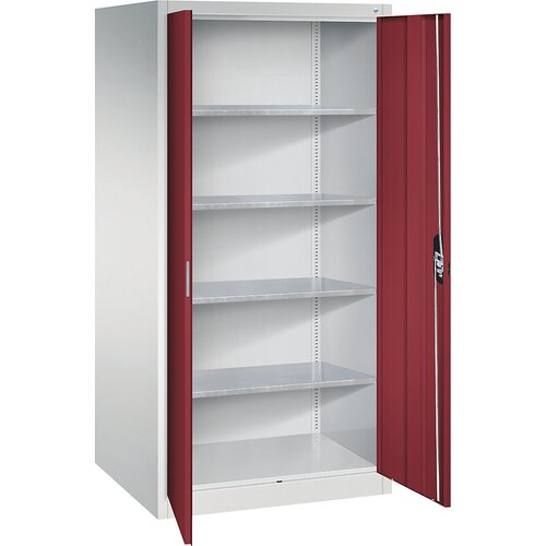 C+P Delavniška omara s krilnimi vrati, VxŠxG 1950 x 930 x 800 mm, svetlo sive / rubinasto rdeče barve Cene