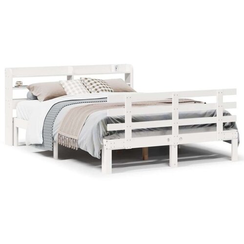 VidaXL okvir kreveta s uzglavljem bez madraca bijeli 140x190 cm Slike